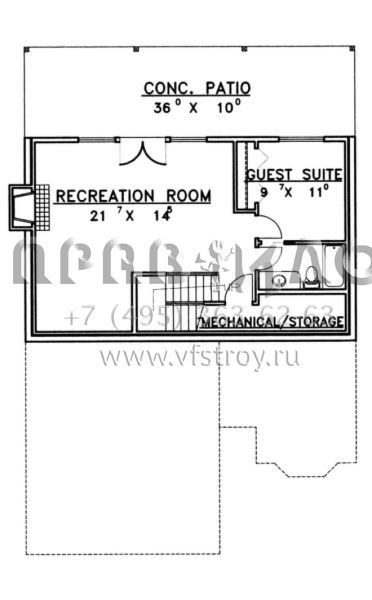 Проект двухэтажного дома с гаражом на две машины в стиле Ранчо S5-239 (039-00326)