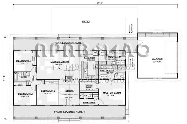Проект одноэтажного дома с гаражом на две машины в стиле Ранчо S5-191 (3125-00006)