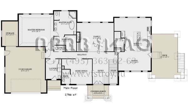 Проект одноэтажного дома с гаражом на две машины в стиле Ранчо S5-260 (2802-00038)