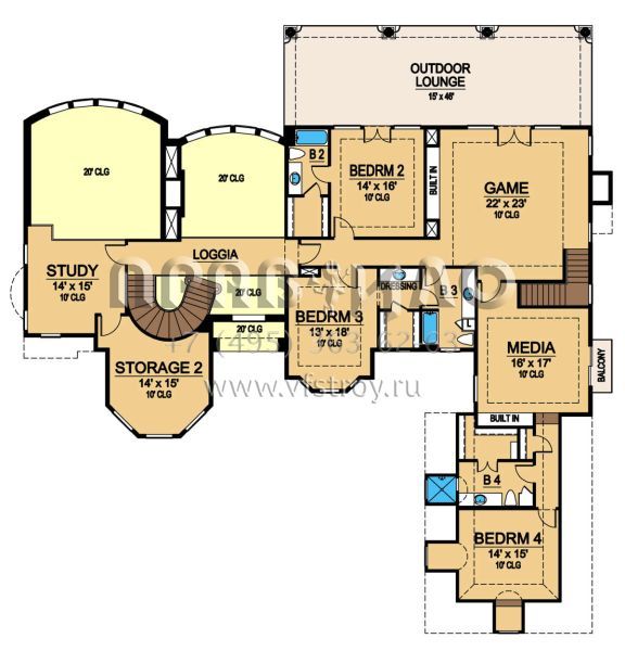 Проект двухэтажного дома с гаражом на три и более машин в прибрежном стиле S5-579 (5445-00463)