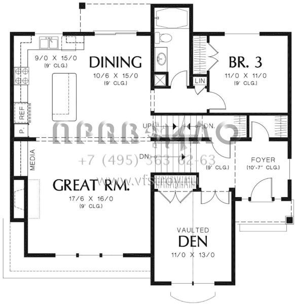 Проект двухэтажного дома с гаражом на две машины в стиле Ранчо S5-197 (2559-00396)