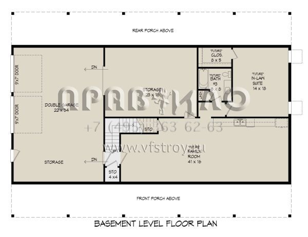 Проект одноэтажного дома с гаражом на две машины в стиле Ранчо S5-221 (940-00377)