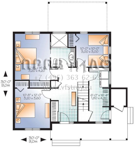 Проект двухэтажного дома без гаража в стиле Ранчо S5-159 (034-01199)