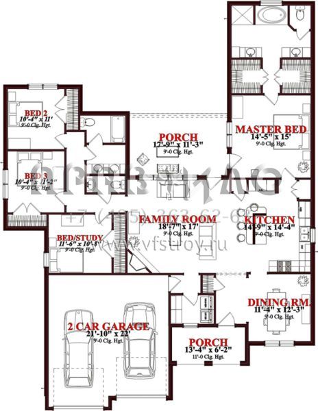 Проект одноэтажного дома с гаражом на две машины в английском стиле S5-195 (1070-00135)