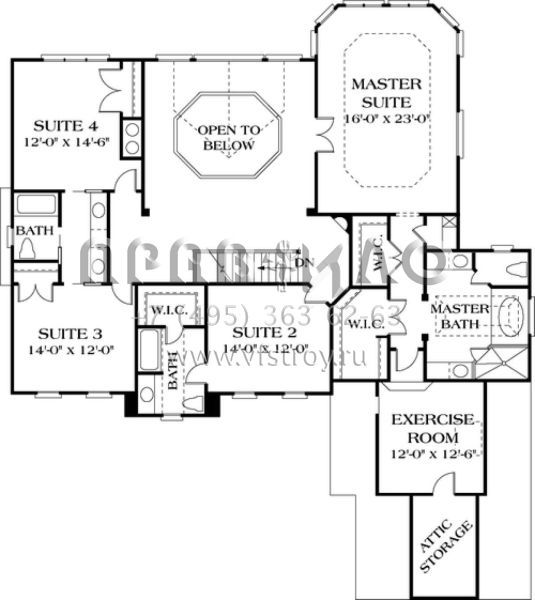 Проект двухэтажного дома с гаражом на три и более машин в стиле Ранчо S5-477 (3323-00385)
