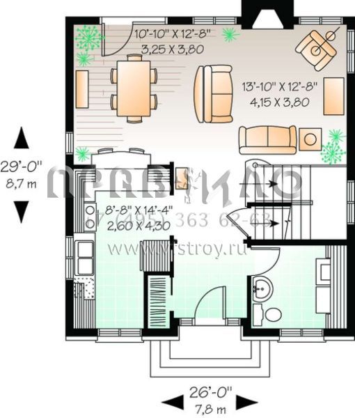 Проект двухэтажного дома без гаража в стиле Ранчо S5-139 (034-00450)