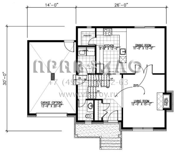 Проект двухэтажного дома с гаражом на одну машину в стиле Ранчо S5-140 (1785-00195)