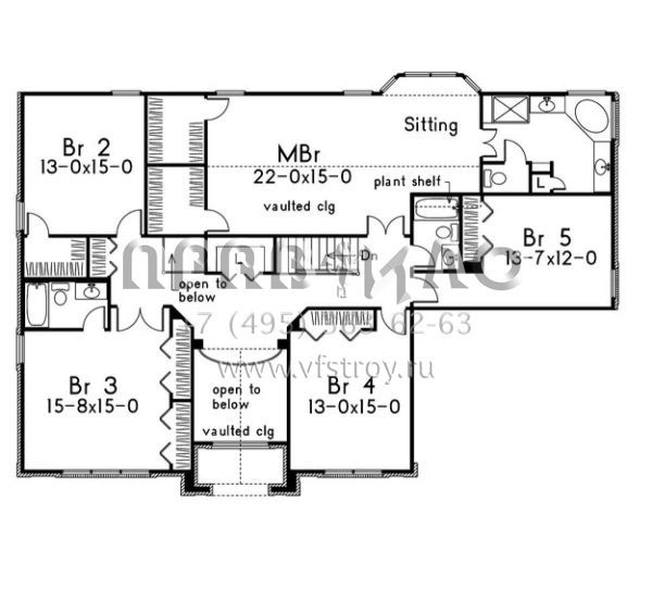 Проект двухэтажного дома с гаражом на три и более машин в стиле Ранчо S5-397 (5633-00090)