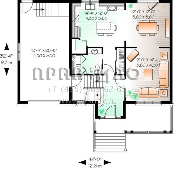 Проект двухэтажного дома с гаражом на одну машину в английском стиле S5-154 (034-00858)