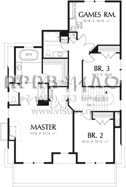 Проект двухэтажного дома с гаражом на две машины в стиле Ранчо S5-266 (2559-00358)
