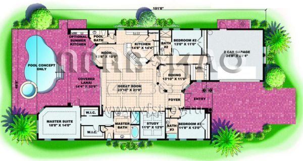 Проект одноэтажного дома с гаражом на две машины в прибрежном стиле S5-257 (575-00018)