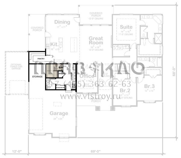 Проект одноэтажного дома с гаражом на две машины в современном стиле S5-228 (402-01740)