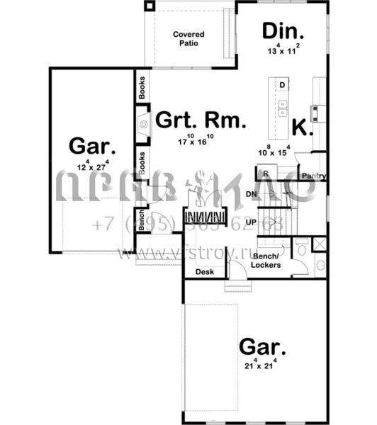 Проект двухэтажного дома с гаражом на три и более машин в прибрежном стиле S5-206 (963-00162)