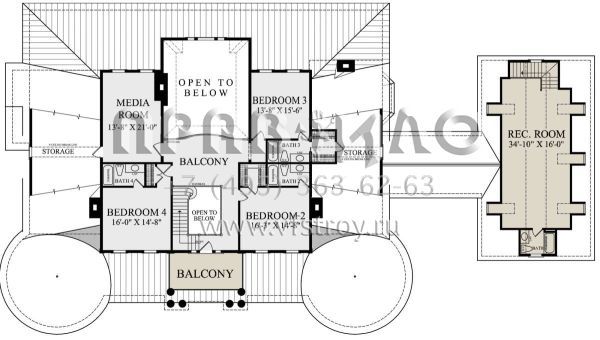 Проект двухэтажного дома с гаражом на три и более машин в стиле Особняк S5-497 (7922-00242)
