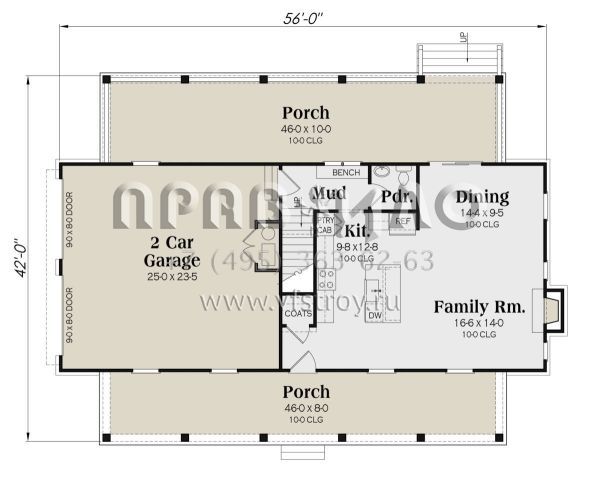 Проект двухэтажного дома с гаражом на две машины в современном стиле S5-163 (009-00329)