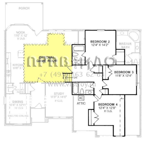 Проект двухэтажного дома с гаражом на три и более машин в стиле Ранчо S5-242 (4848-00290)