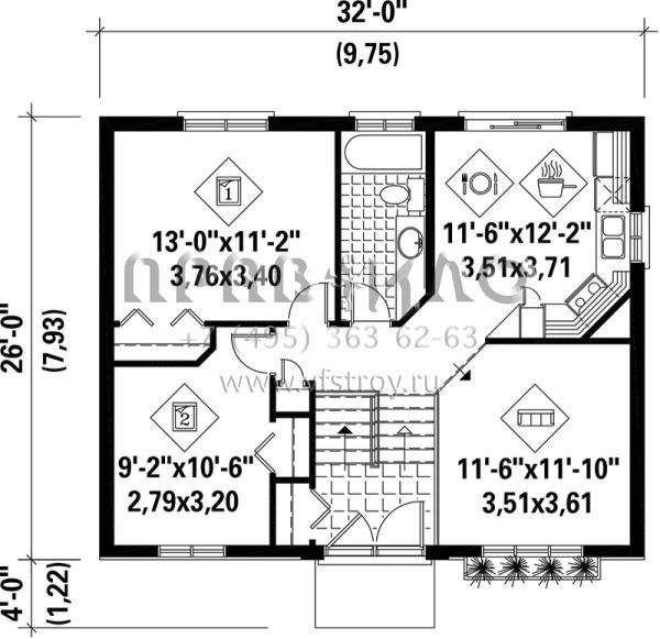 Проект одноэтажного дома без гаража в современном стиле S5-77 (6146-00104)