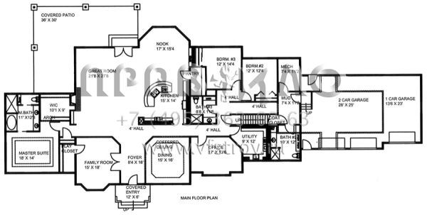 Проект одноэтажного дома с гаражом на три и более машин в английском стиле S5-449 (039-00648)