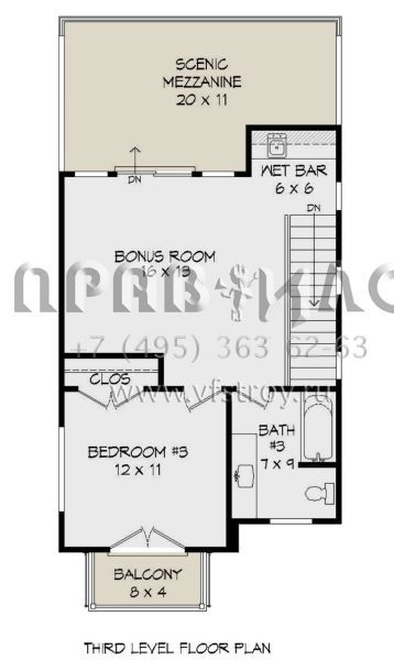 Проект трехэтажного дома без гаража в современном стиле S5-189 (940-00189)