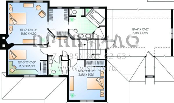 Проект двухэтажного дома с гаражом на две машины в стиле Ранчо S5-203 (034-00043)