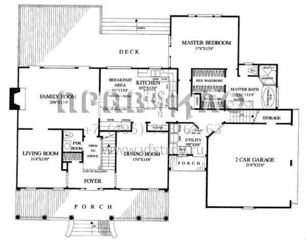 Проект двухэтажного дома с гаражом на две машины в стиле Ранчо S5-261 (7922-00098)