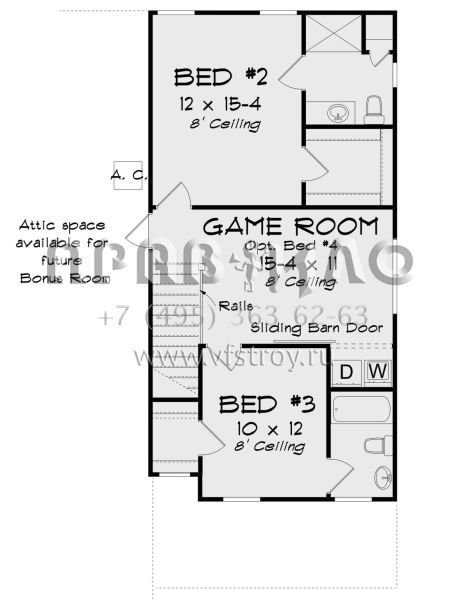 Проект двухэтажного дома с гаражом на две машины в стиле Ранчо S5-193 (4848-00359)