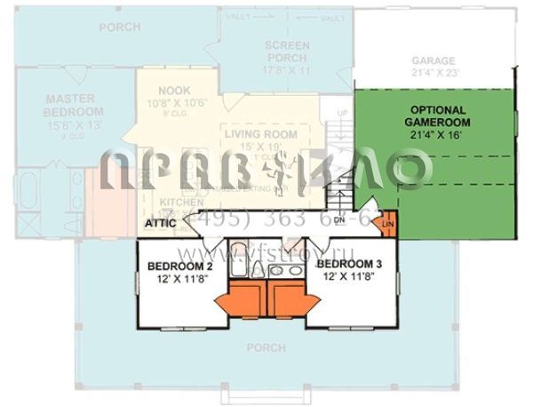 Проект двухэтажного дома с гаражом на две машины в стиле Ранчо S5-184 (4848-00167)