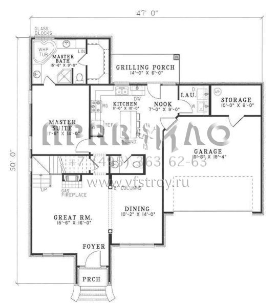 Проект двухэтажного дома с гаражом на две машины в стиле Ранчо S5-156 (110-00199)