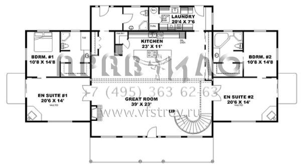 Проект двухэтажного дома без гаража в стиле Ранчо S5-336 (039-00634)