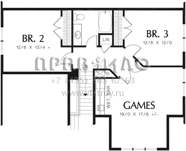 Проект двухэтажного дома с гаражом на две машины в стиле Ранчо S5-207 (2559-00392)