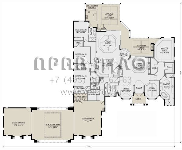Проект одноэтажного дома с гаражом на три и более машин в современном стиле S5-385 (5565-00132)