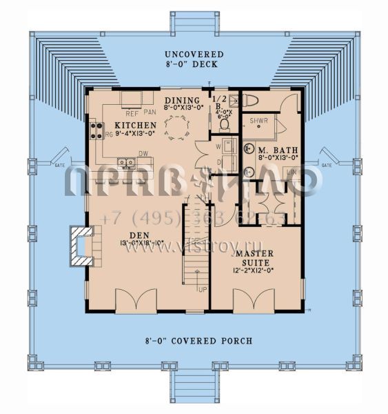 Проект двухэтажного дома без гаража в американском стиле S5-154 (8318-00357)