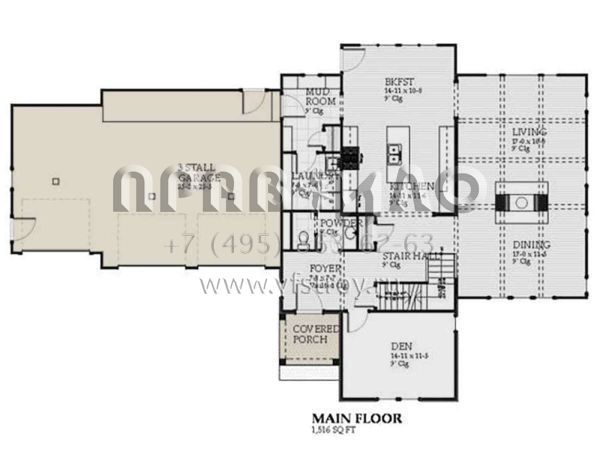 Проект двухэтажного дома с гаражом на три и более машин в стиле Готика S5-304 (1637-00145)