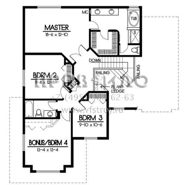 Проект двухэтажного дома с гаражом на две машины в стиле Ранчо S5-225 (692-00215)