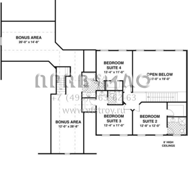 Проект двухэтажного дома с гаражом на три и более машин в американском стиле S5-251 (036-00130)