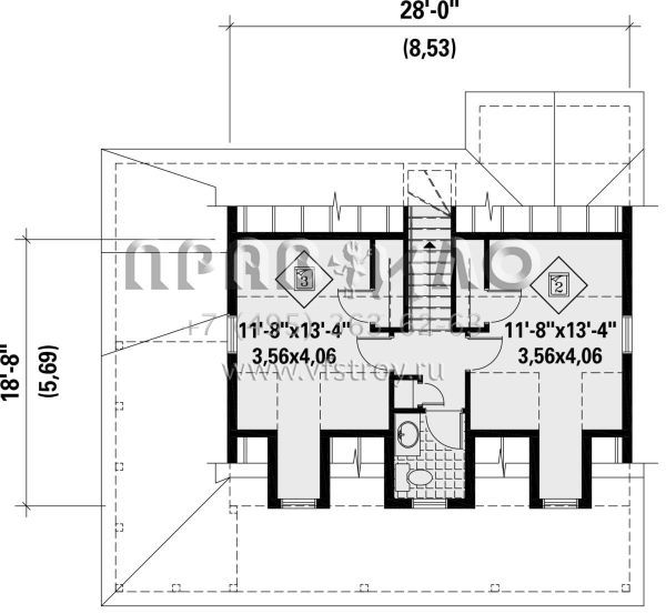 Проект двухэтажного дома без гаража в стиле Ранчо S5-113 (6146-00405)