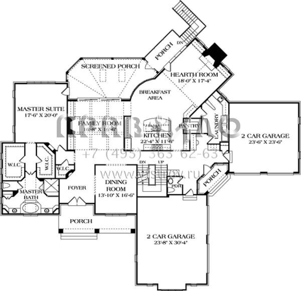 Проект двухэтажного дома с гаражом на три и более машин в американском стиле S5-737 (3323-00557)