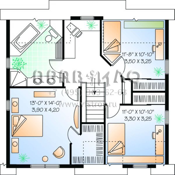 Проект двухэтажного дома без гаража в стиле Ранчо S5-158 (034-00119)