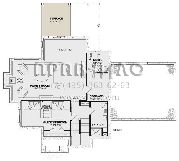 Проект двухэтажного дома с гаражом на одну машину в английском стиле S5-306 (034-01348)