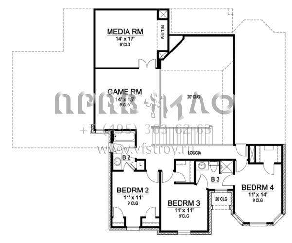 Проект двухэтажного дома с гаражом на три и более машин в английском стиле S5-286 (5445-00054)