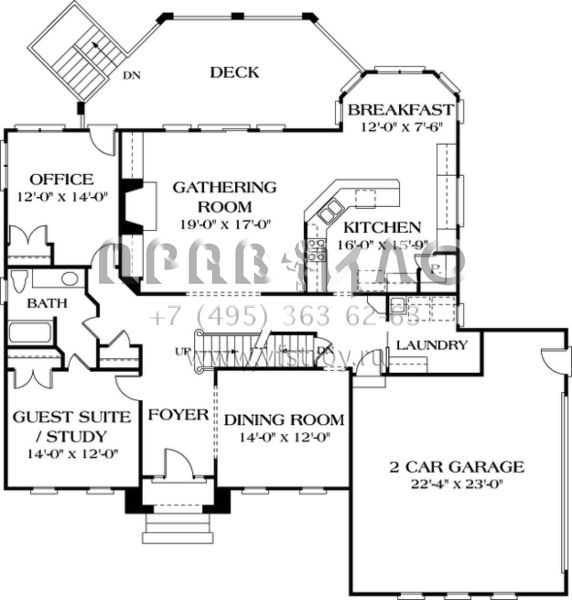Проект двухэтажного дома с гаражом на две машины в стиле Особняк S5-414 (3323-00335)