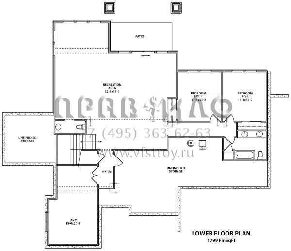 Проект одноэтажного дома с гаражом на три и более машин в американском стиле S5-246 (5631-00095)