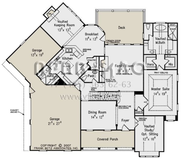 Проект двухэтажного дома с гаражом на три и более машин в стиле Ранчо S5-345 (8594-00230)