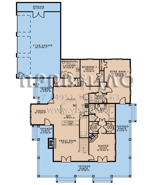 Проект одноэтажного дома с гаражом на три и более машин в современном стиле S5-202 (8318-00325)