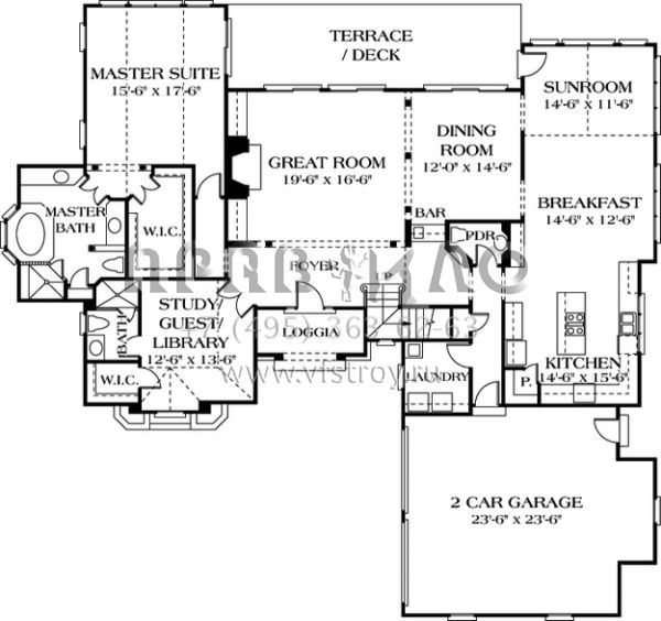 Проект двухэтажного дома с гаражом на две машины в английском стиле S5-284 (3323-00241)