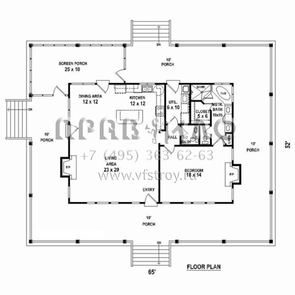 Проект одноэтажного дома без гаража в стиле Ранчо S5-121 (053-02306)