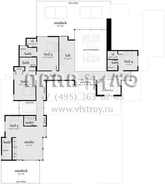 Проект двухэтажного дома с гаражом на три и более машин в современном стиле S5-480 (028-00139)