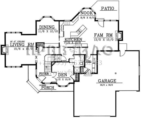 Проект двухэтажного дома с гаражом на три и более машин в стиле Ранчо S5-235 (692-00113)