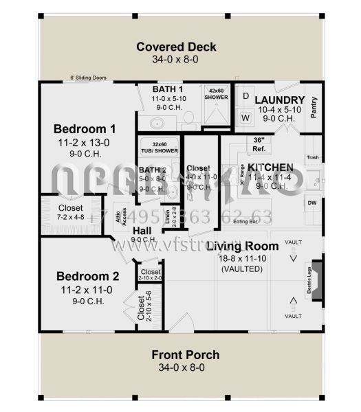Проект одноэтажного дома без гаража в современном стиле S5-95 (348-00315)
