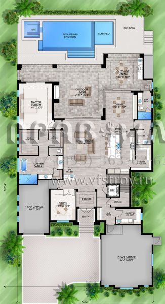 Проект двухэтажного дома с гаражом на три и более машин в современном стиле S5-445 (207-00137)